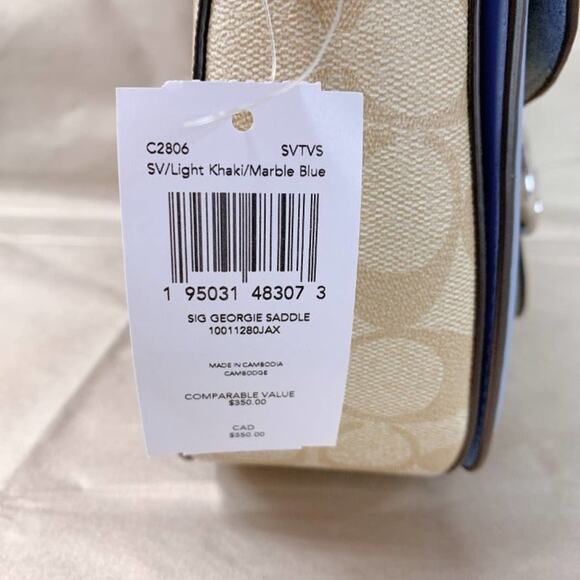 Coach C2806 Georgie Saddle Bag In Signature Canvas In Light Khaki/Marble Blue - Picture 5 of 5